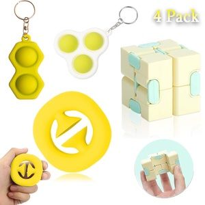 4 Pack Pop It Bubble Fidget Toys Set Stress Relief Autism Simple Dimple Gift